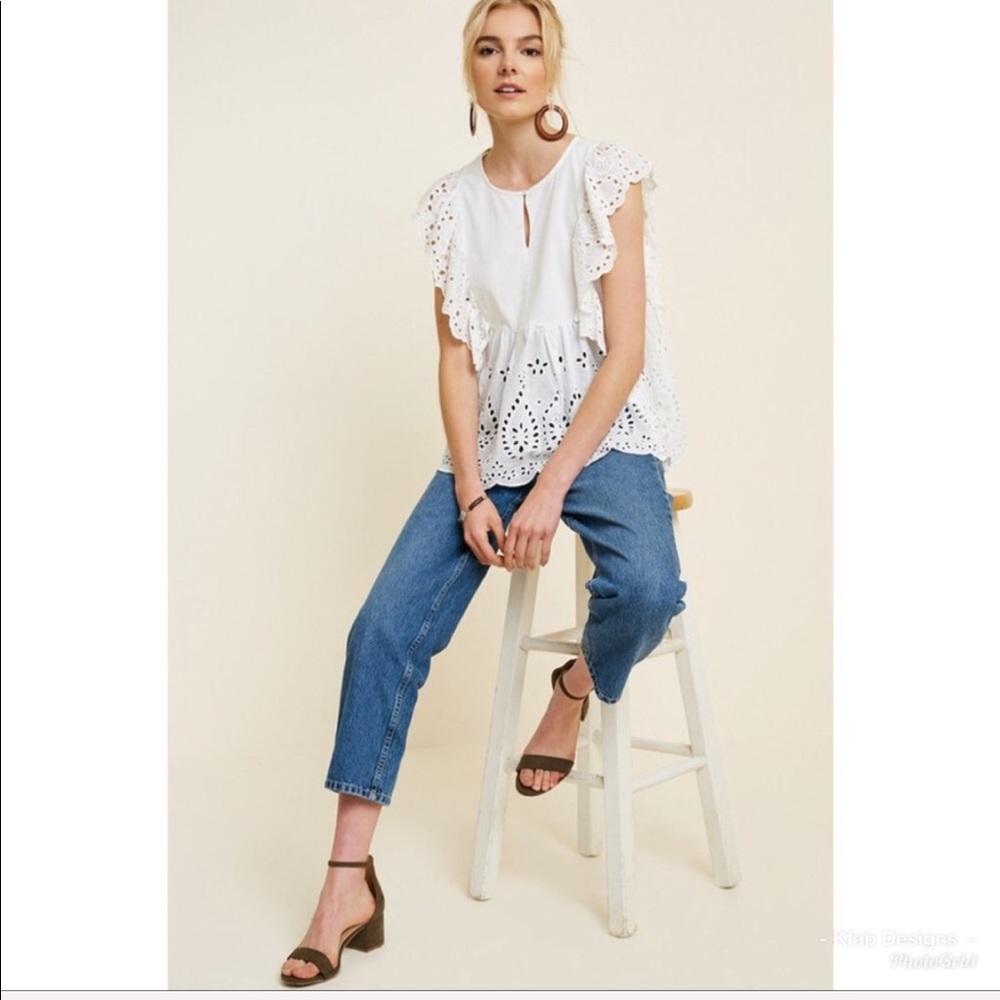 ❤️LAST 1! Ruffle Eyelet Detailed Pullover Top - Picture 6 of 7